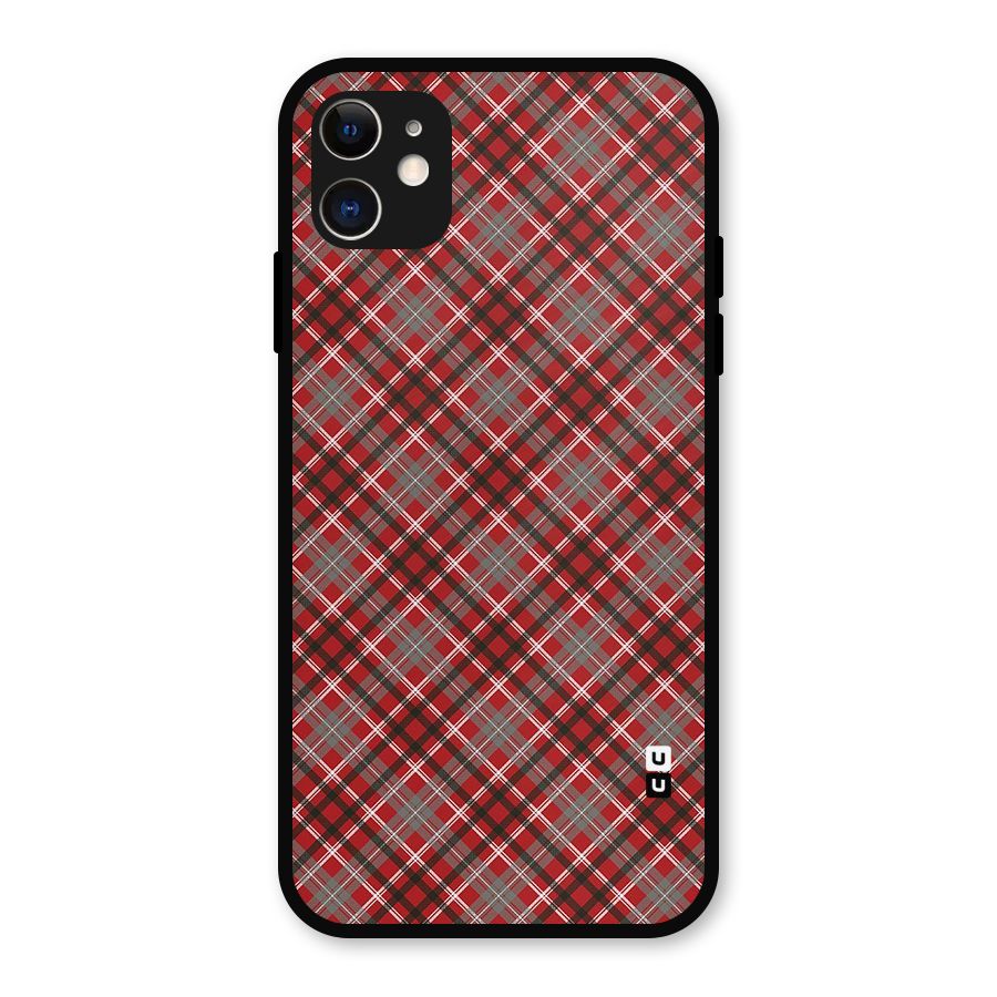 Textile Check Pattern Metal Back Case for iPhone 11