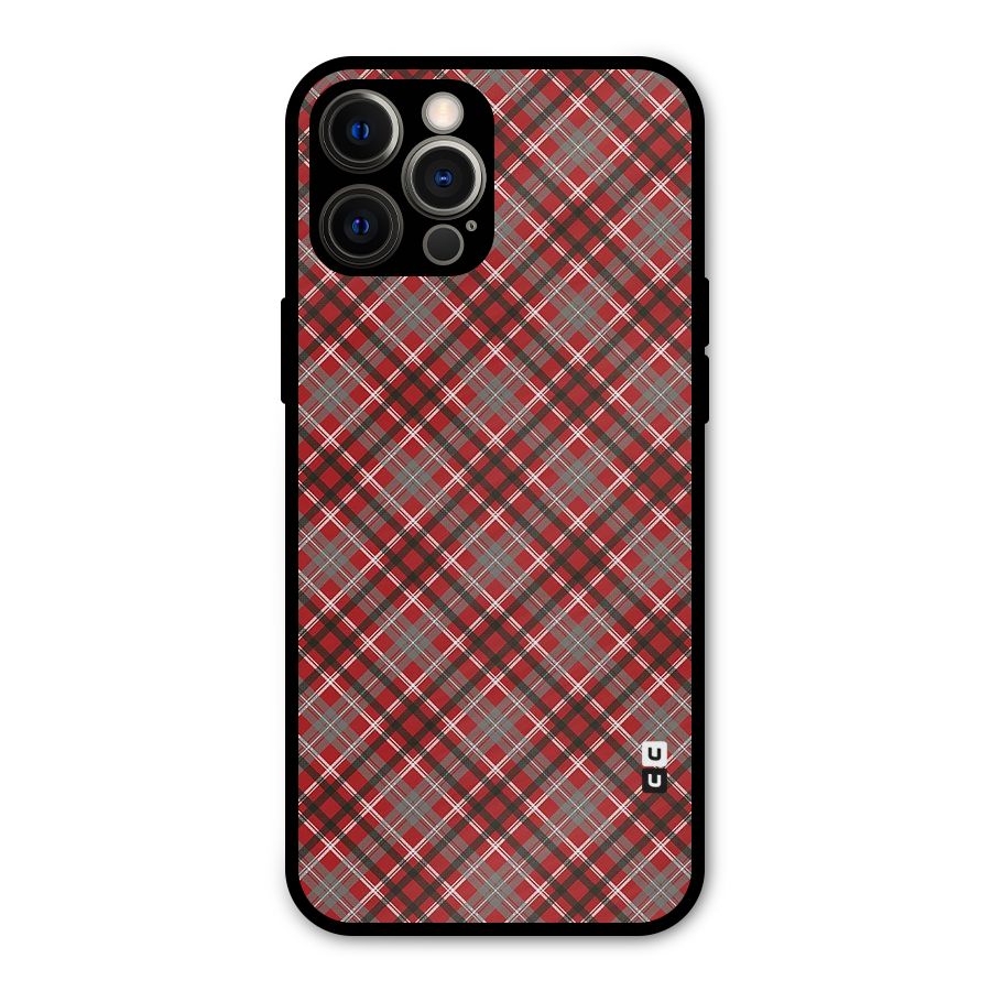 Textile Check Pattern Metal Back Case for iPhone 12 Pro Max