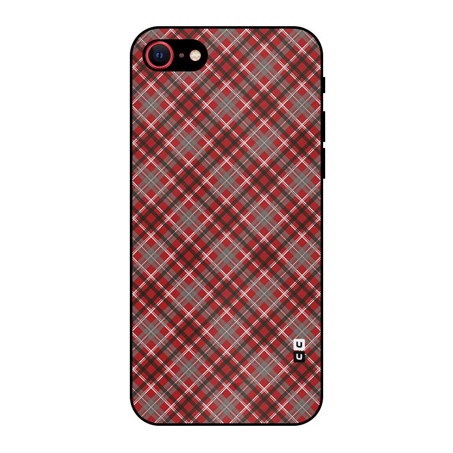 Textile Check Pattern Metal Back Case for iPhone 7