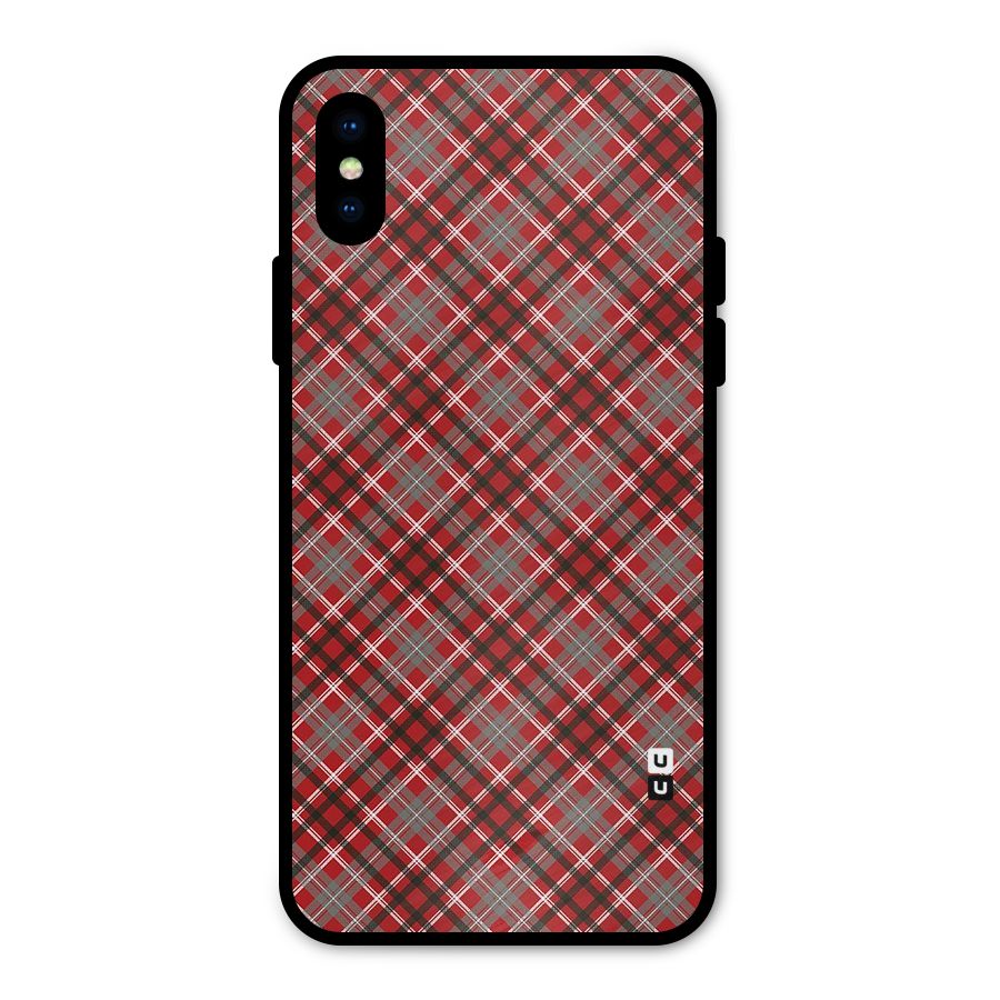 Textile Check Pattern Metal Back Case for iPhone X