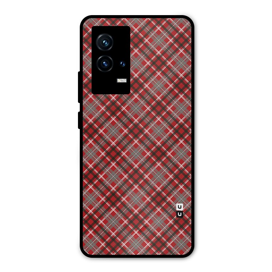 Textile Check Pattern Metal Back Case for iQOO 9 5G