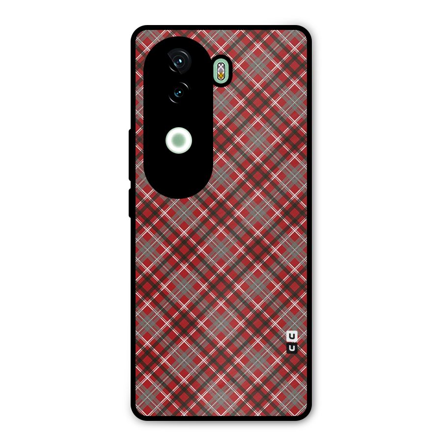 Textile Check Pattern Metal Back Case for iQOO Z9s