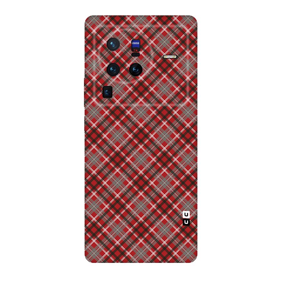 Textile Check Pattern Original Polycarbonate Back Case for Vivo X80