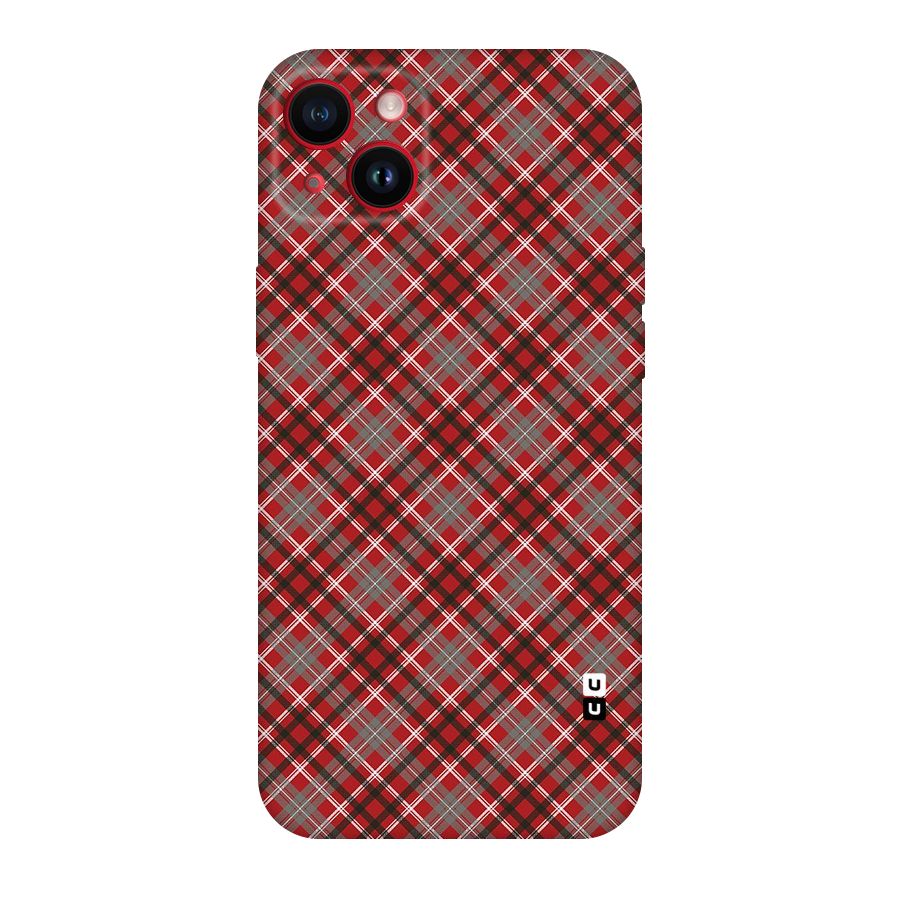 Textile Check Pattern Original Polycarbonate Back Case for iPhone 14 Plus