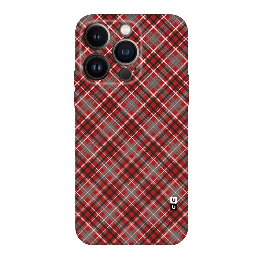 Textile Check Pattern Original Polycarbonate Back Case for iPhone 14 Pro