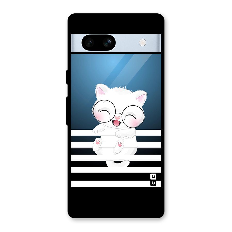 The Cat on Stripes Glass Back Case for Google Pixel 7a