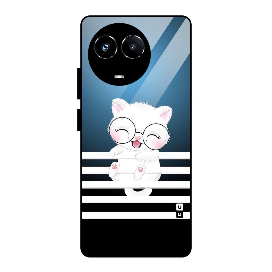 The Cat on Stripes Glass Back Case for Realme 11X