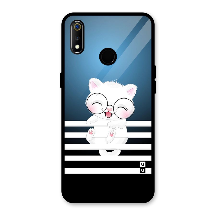 The Cat on Stripes Glass Back Case for Realme 3