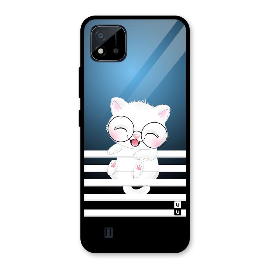 The Cat on Stripes Glass Back Case for Realme C11 2021