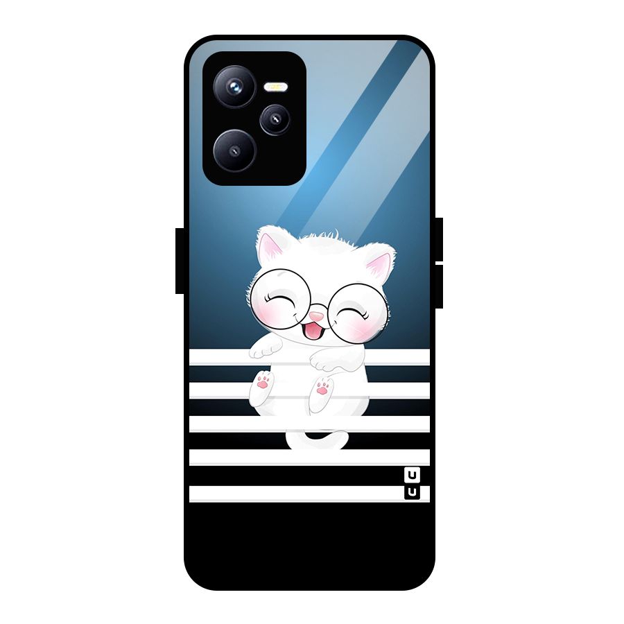 The Cat on Stripes Glass Back Case for Realme C35
