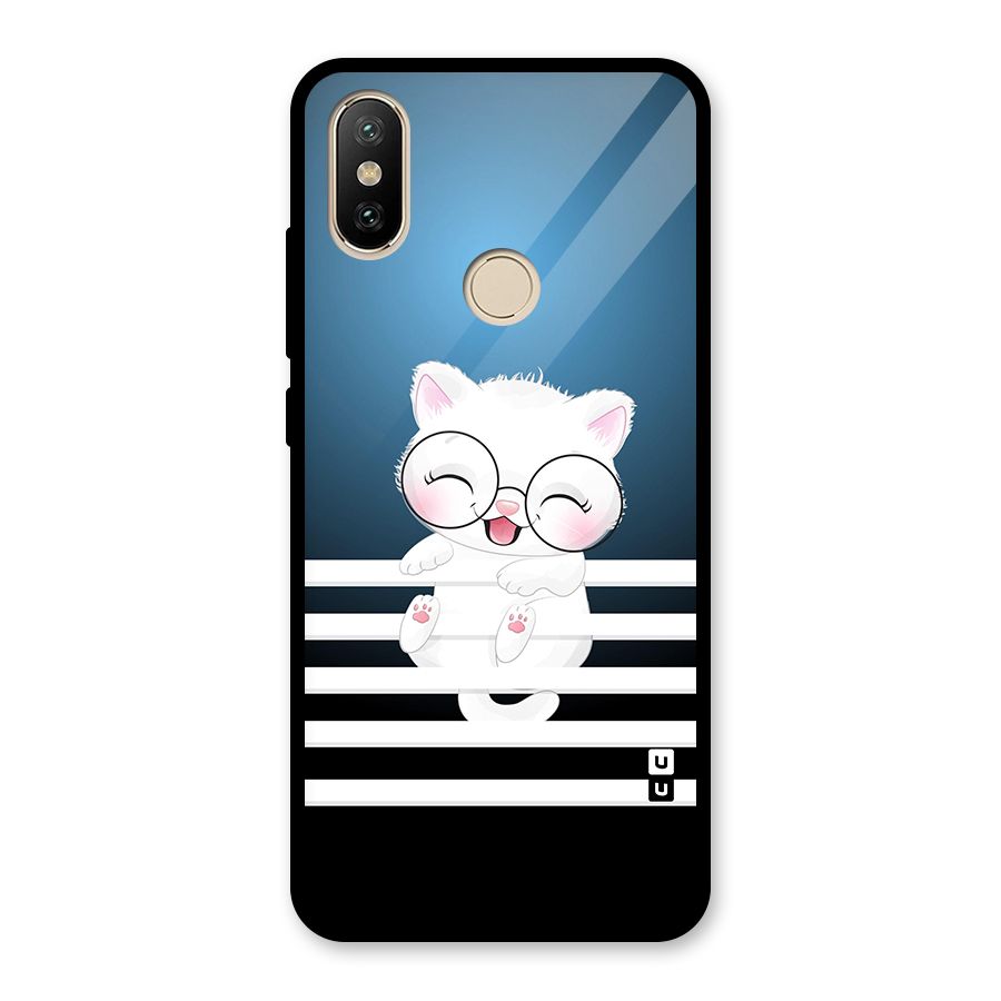 The Cat on Stripes Glass Back Case for Redmi A2