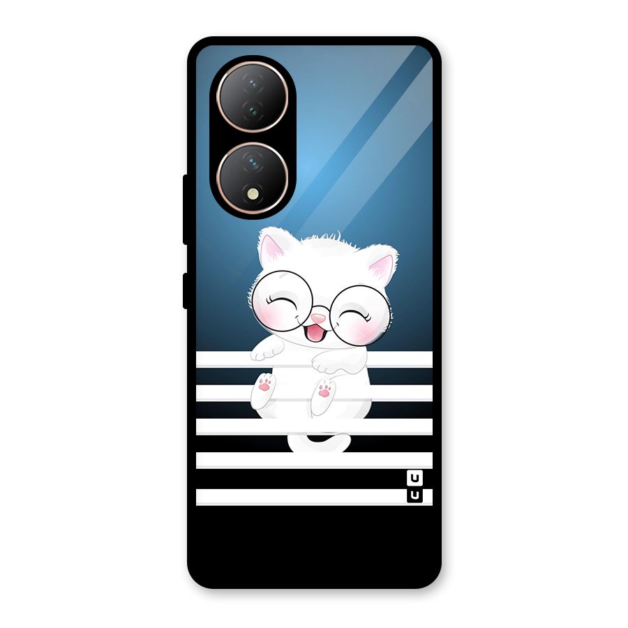 The Cat on Stripes Glass Back Case for Vivo Y100