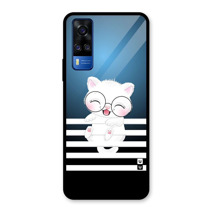 The Cat on Stripes Glass Back Case for Vivo Y31