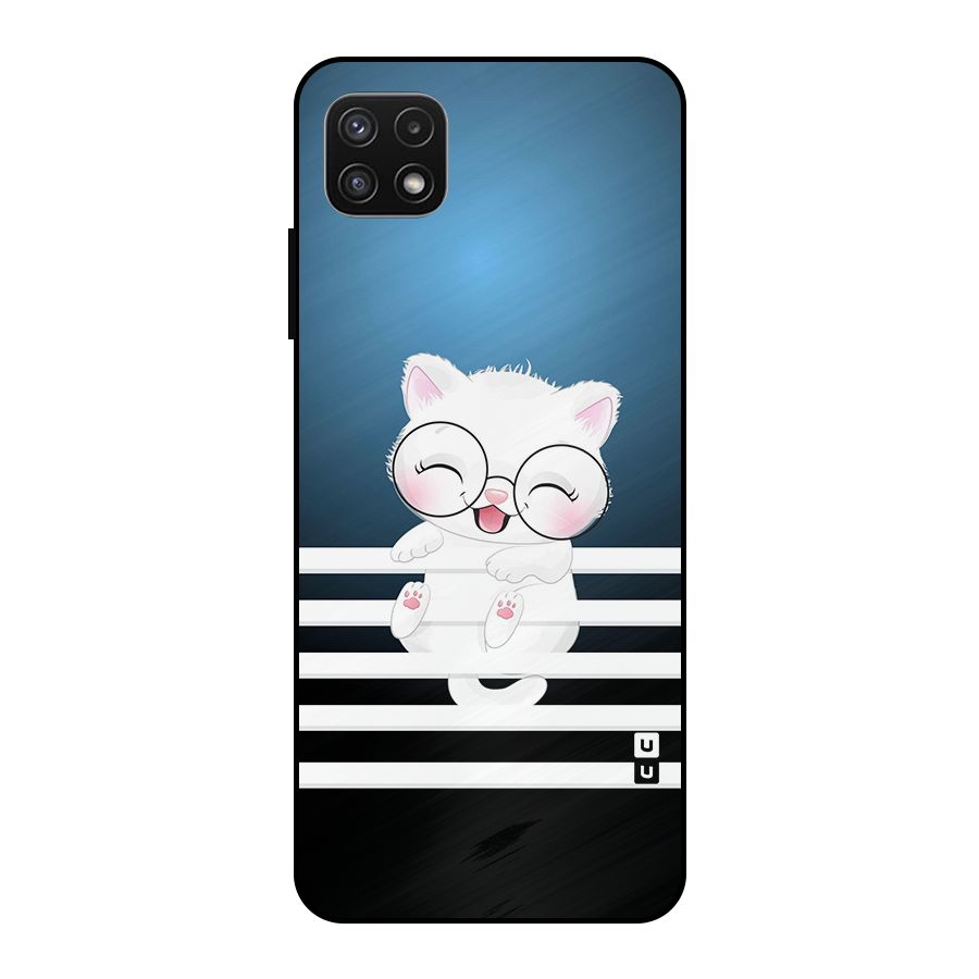 The Cat on Stripes Metal Back Case for Galaxy A22 5G