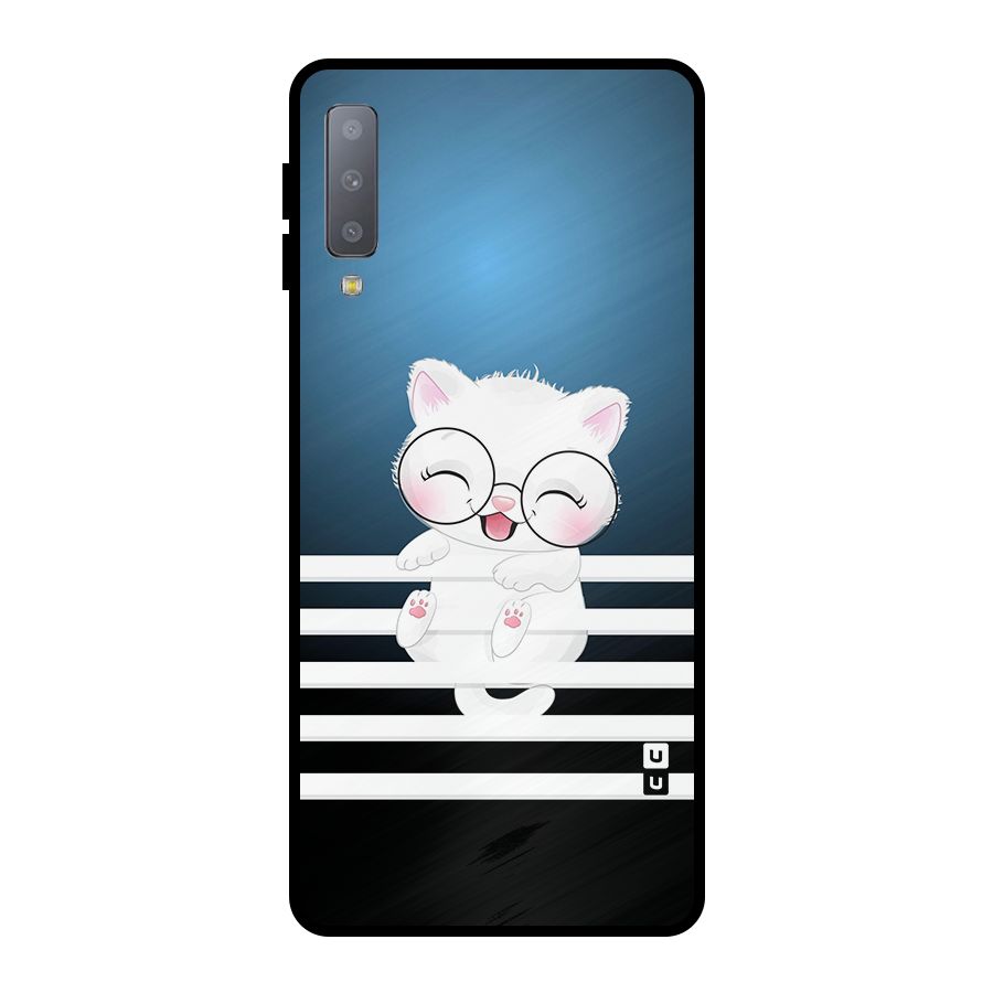 The Cat on Stripes Metal Back Case for Galaxy A7 (2018)