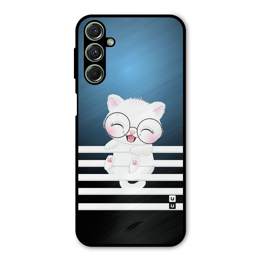 The Cat on Stripes Metal Back Case for Galaxy F34