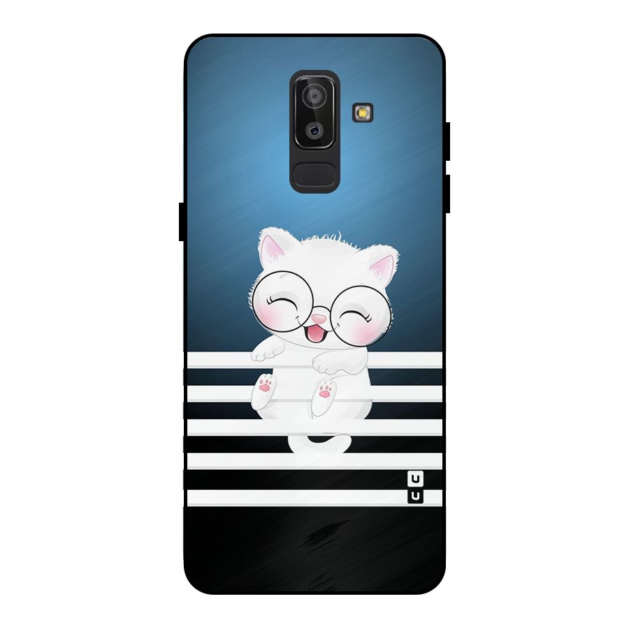 The Cat on Stripes Metal Back Case for Galaxy J8