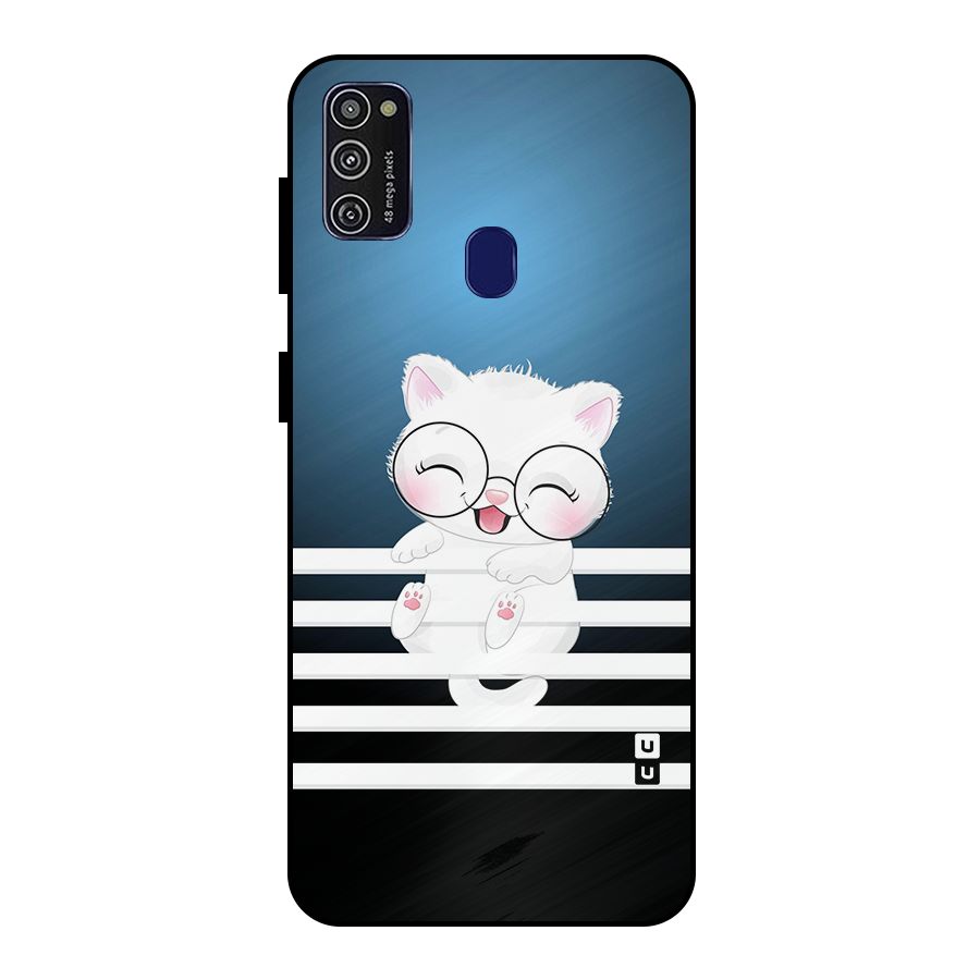 The Cat on Stripes Metal Back Case for Galaxy M30s
