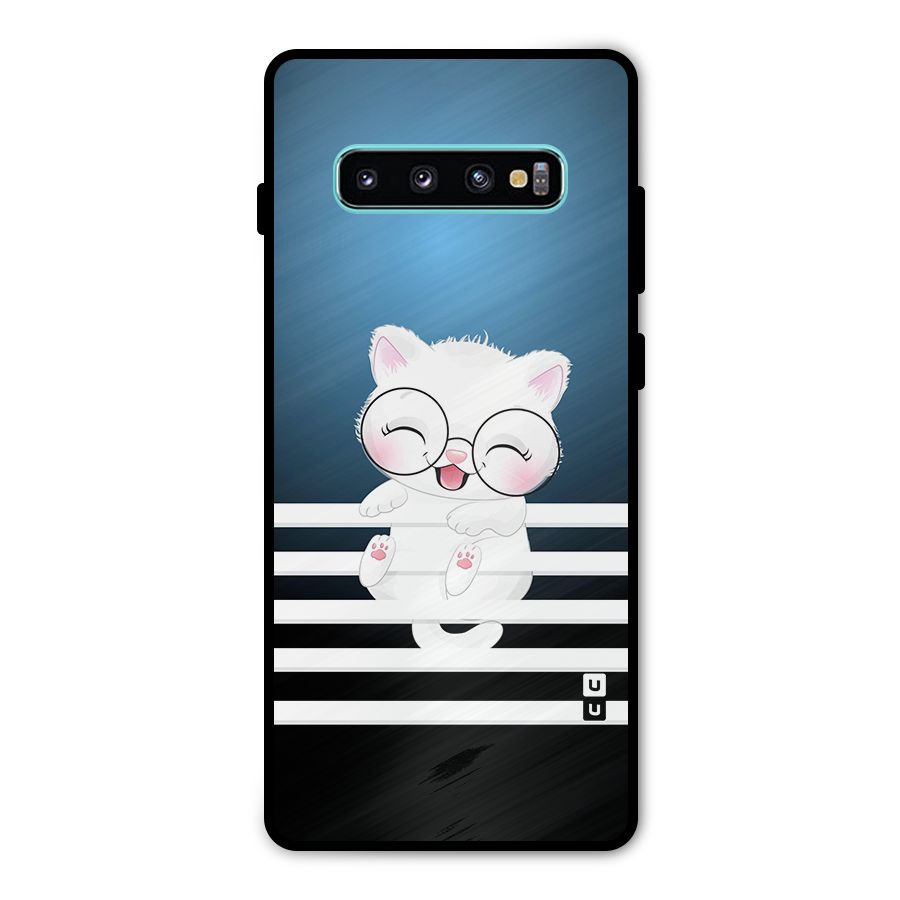 The Cat on Stripes Metal Back Case for Galaxy S10 Plus