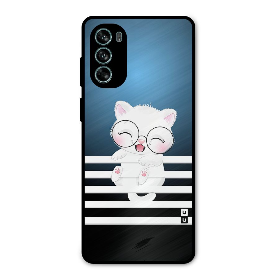 The Cat on Stripes Metal Back Case for Moto G62