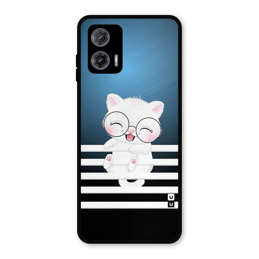 The Cat on Stripes Metal Back Case for Moto G73
