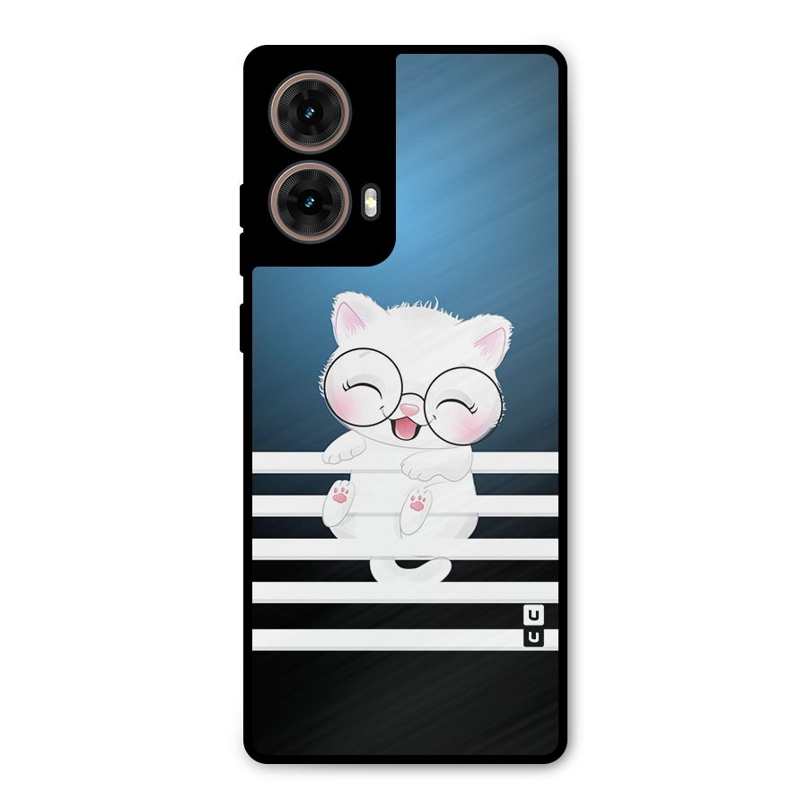 The Cat on Stripes Metal Back Case for Moto G85