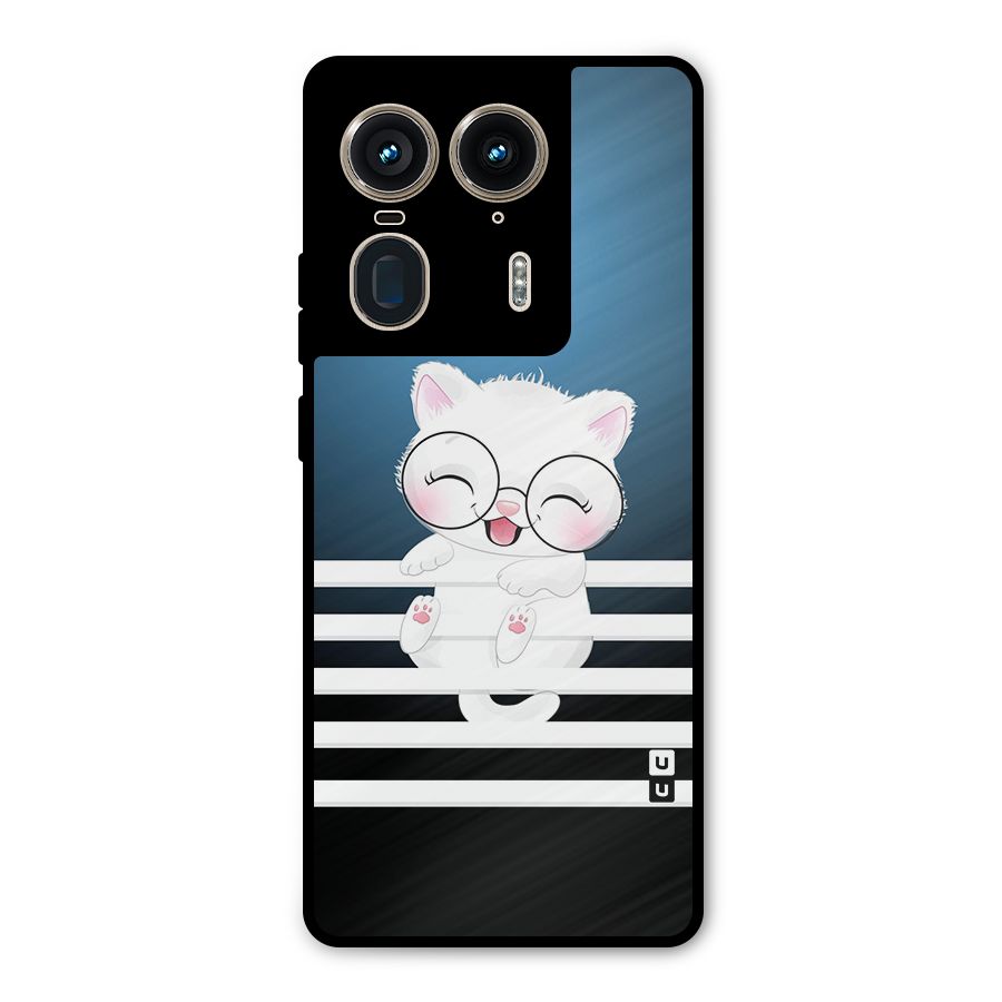 The Cat on Stripes Metal Back Case for Motorola Edge 50 Ultra