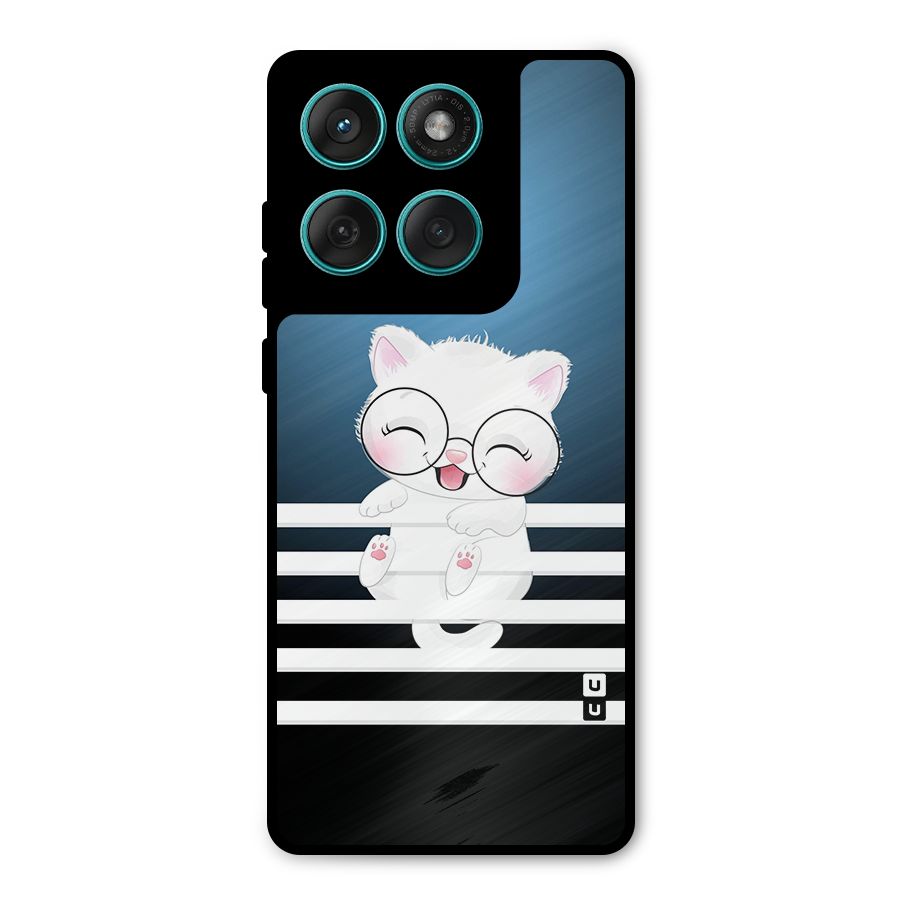 The Cat on Stripes Metal Back Case for Motorola Edge 60 Fusion