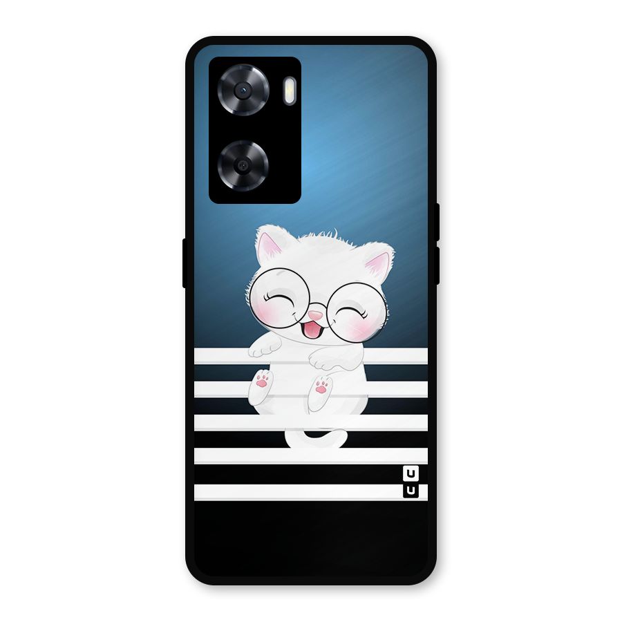 The Cat on Stripes Metal Back Case for Oppo A57 2022