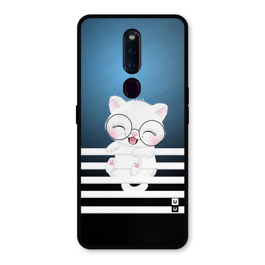 The Cat on Stripes Metal Back Case for Oppo F11 Pro
