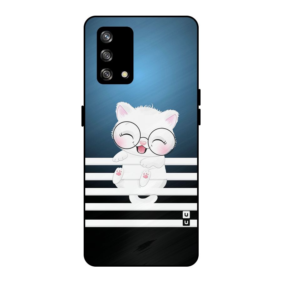 The Cat on Stripes Metal Back Case for Oppo F19