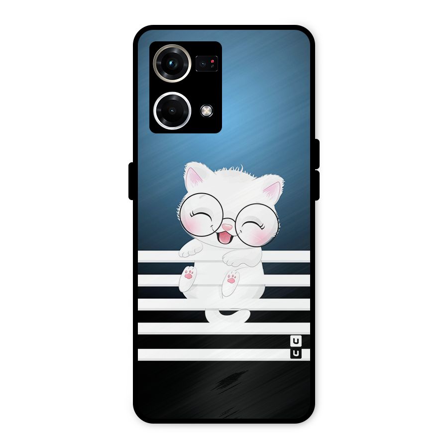The Cat on Stripes Metal Back Case for Oppo F21 Pro 4G