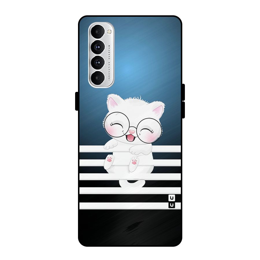 The Cat on Stripes Metal Back Case for Oppo Reno4 Pro