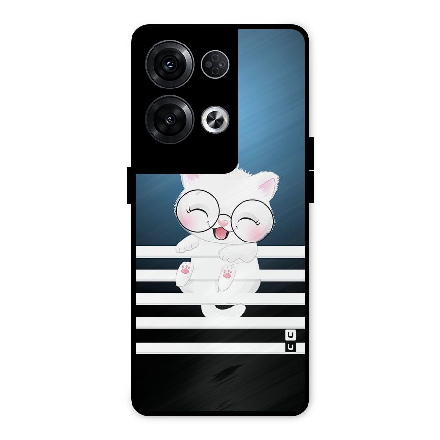The Cat on Stripes Metal Back Case for Oppo Reno8 Pro 5G