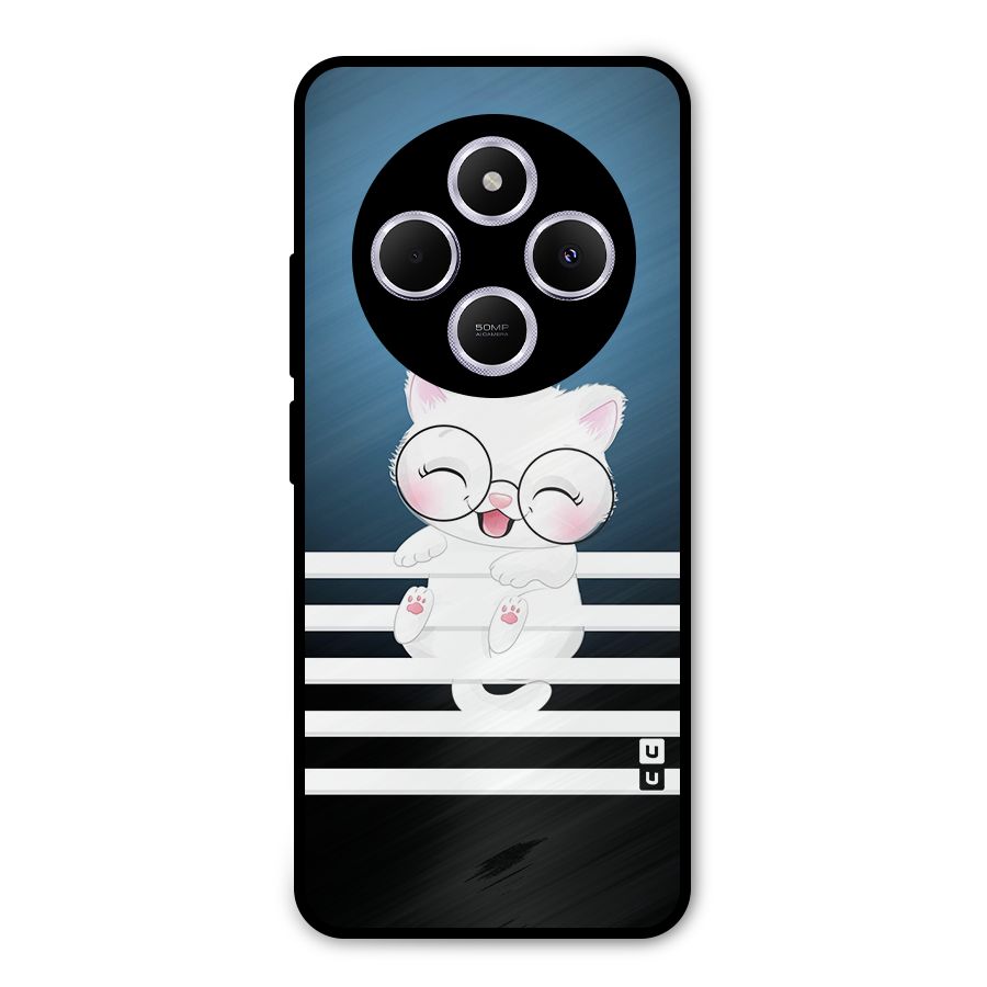 The Cat on Stripes Metal Back Case for Poco C75 5G
