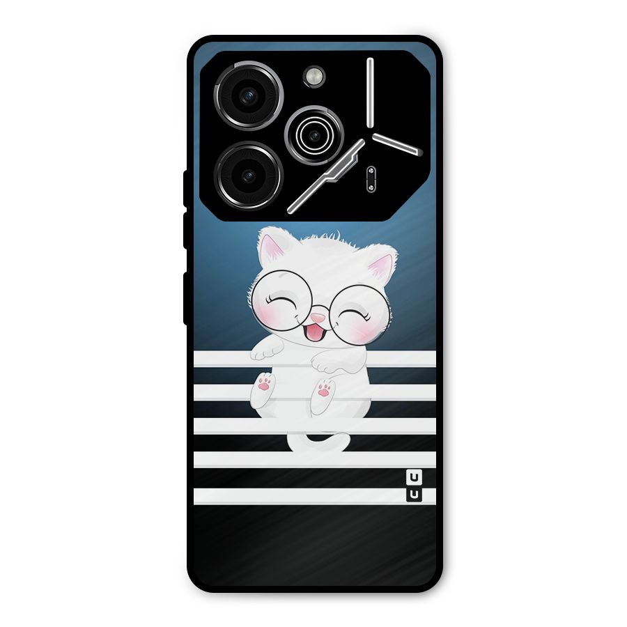 The Cat on Stripes Metal Back Case for Tecno Pova 6 Pro