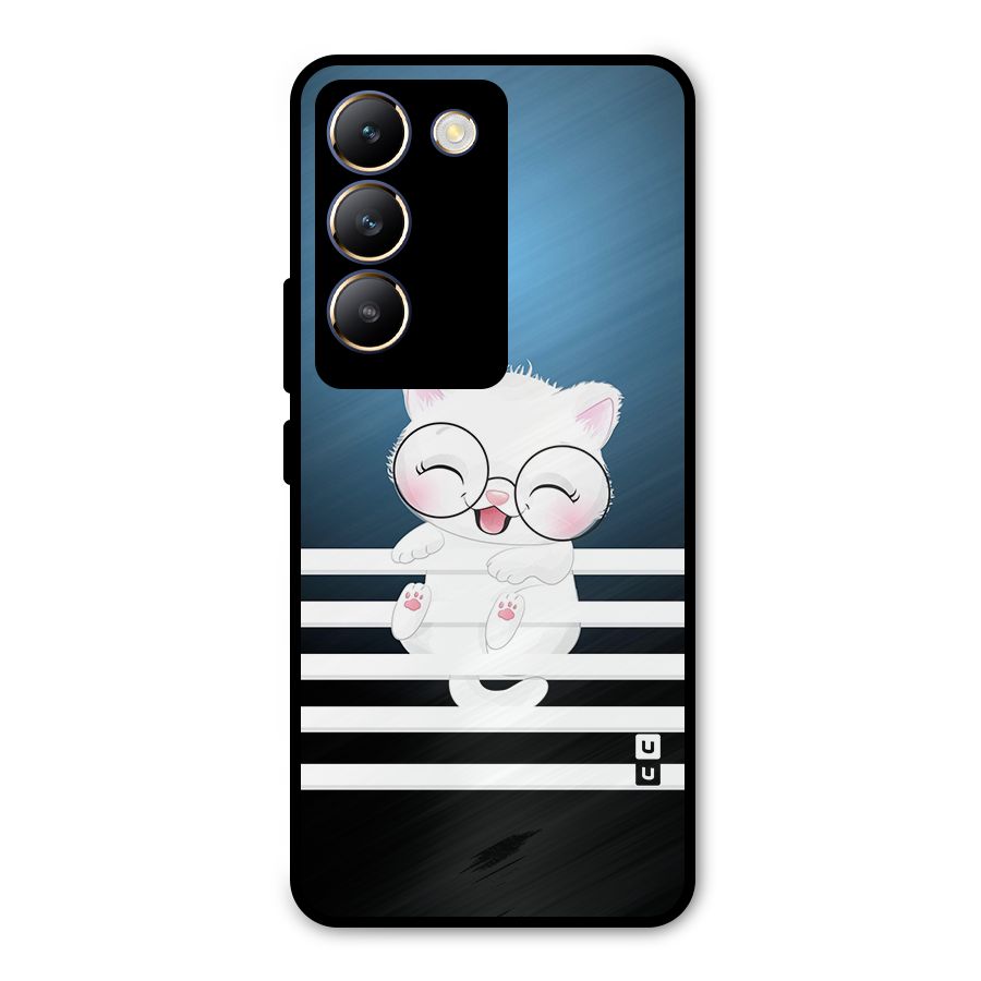 The Cat on Stripes Metal Back Case for Vivo T3 5G