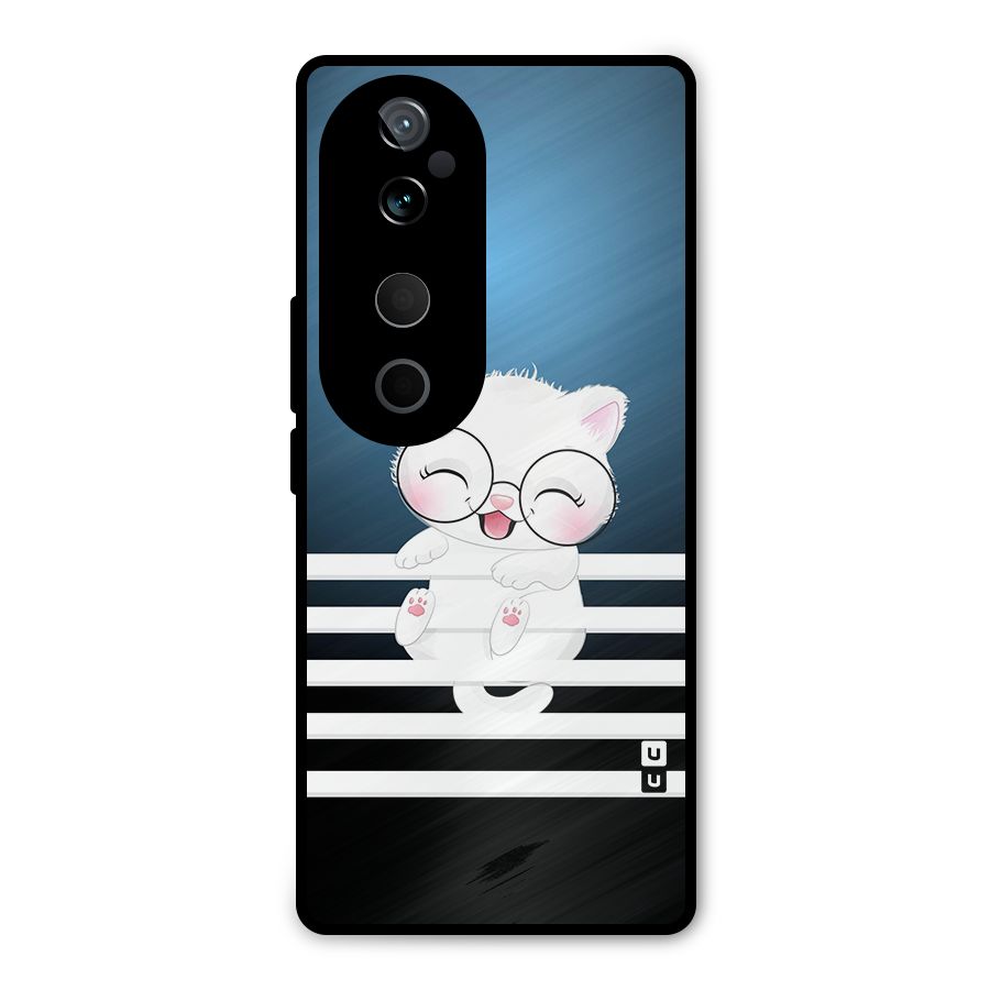 The Cat on Stripes Metal Back Case for Vivo T3 Ultra