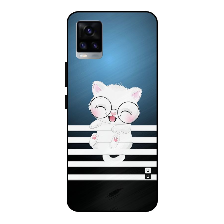 The Cat on Stripes Metal Back Case for Vivo V20