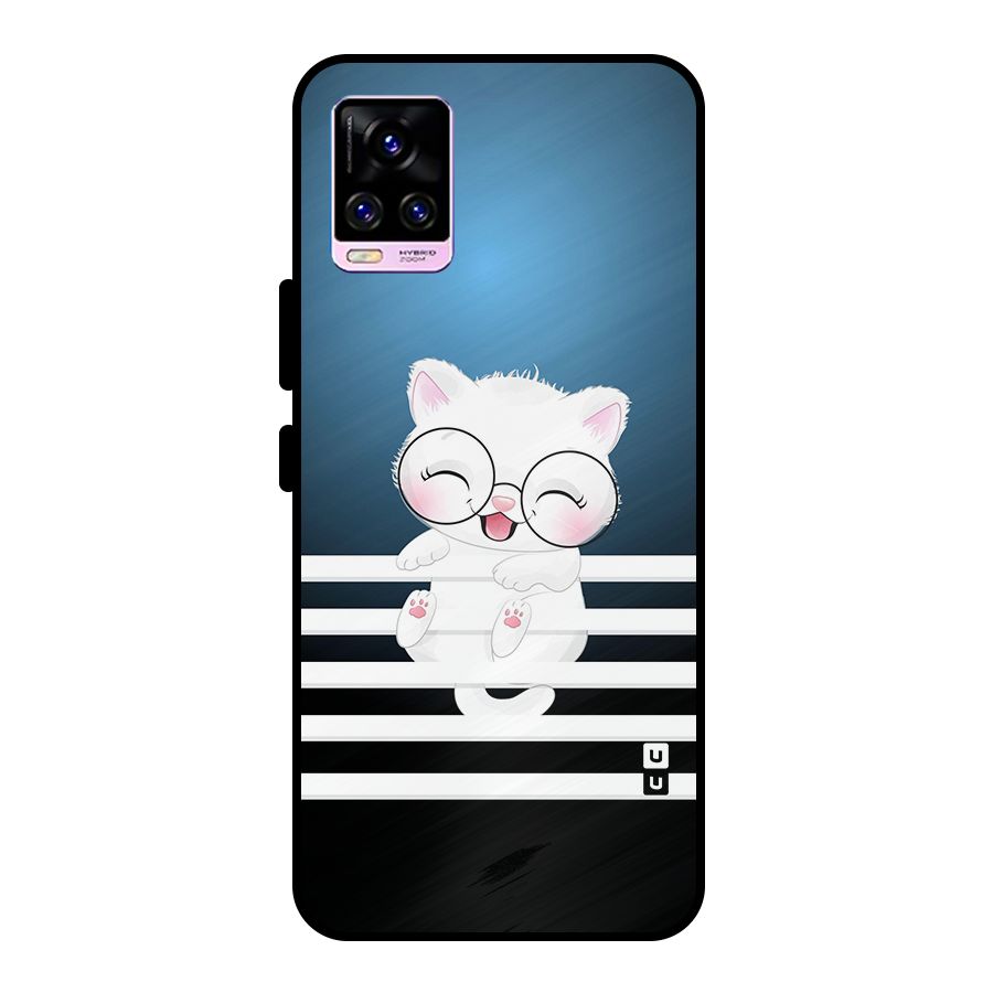 The Cat on Stripes Metal Back Case for Vivo V20 Pro