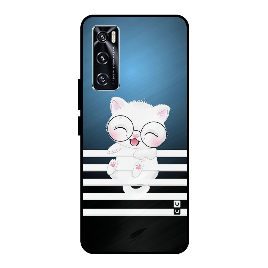 The Cat on Stripes Metal Back Case for Vivo V20 SE