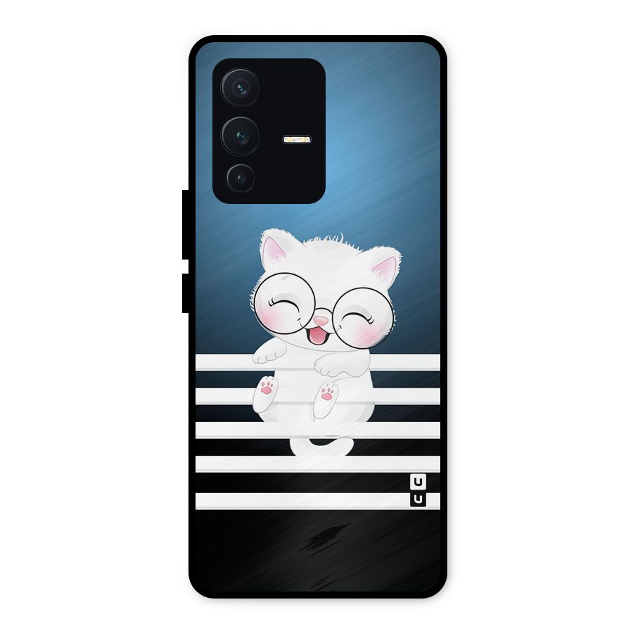 The Cat on Stripes Metal Back Case for Vivo V23 5G
