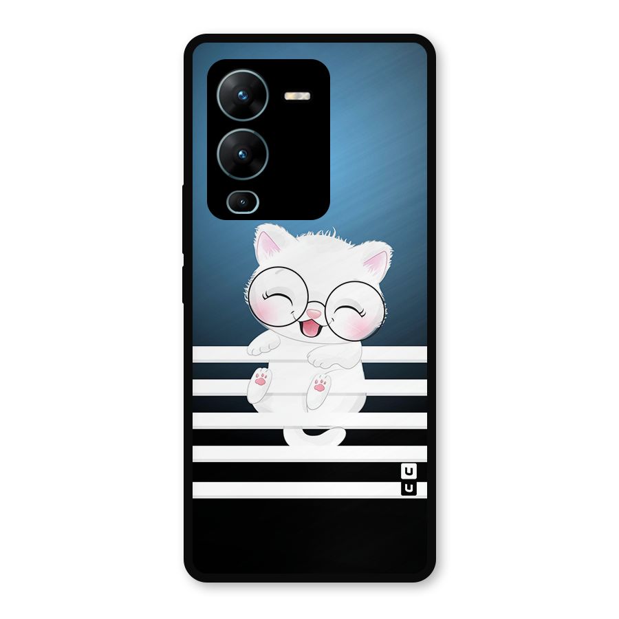 The Cat on Stripes Metal Back Case for Vivo V25 Pro