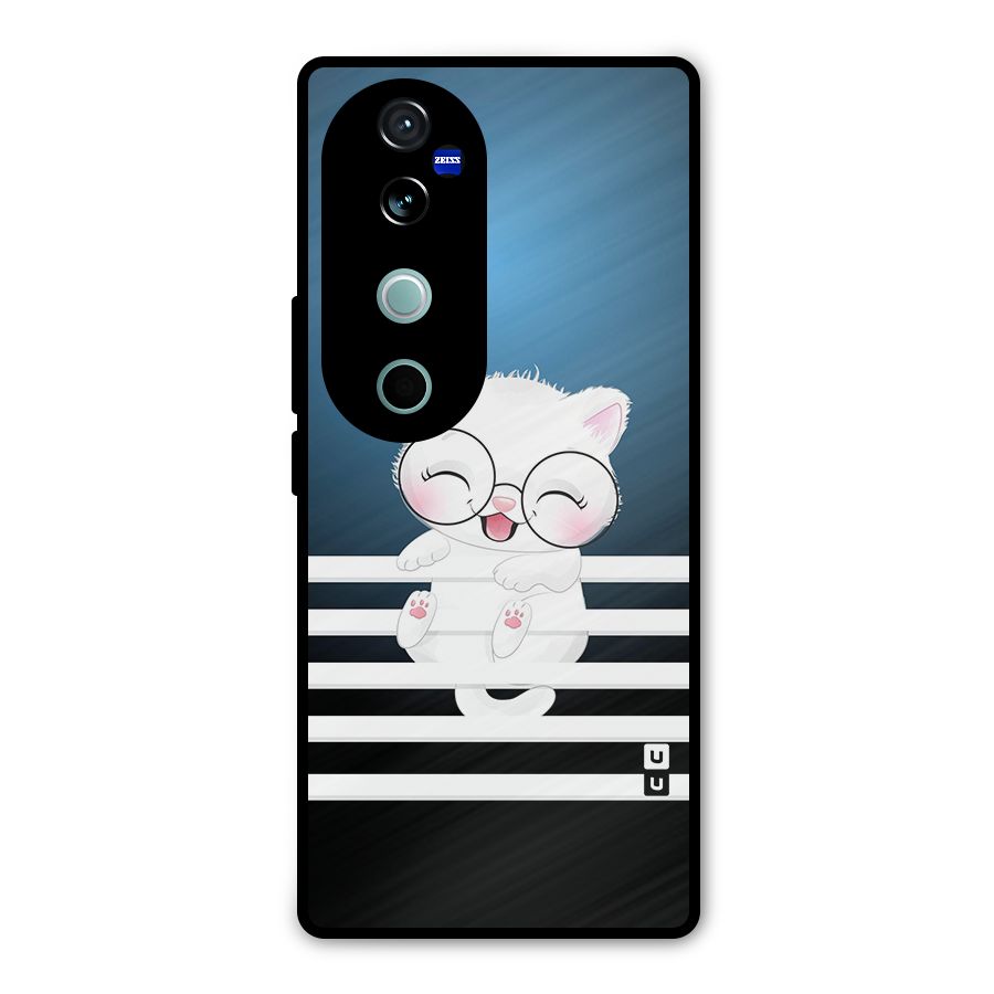 The Cat on Stripes Metal Back Case for Vivo V40