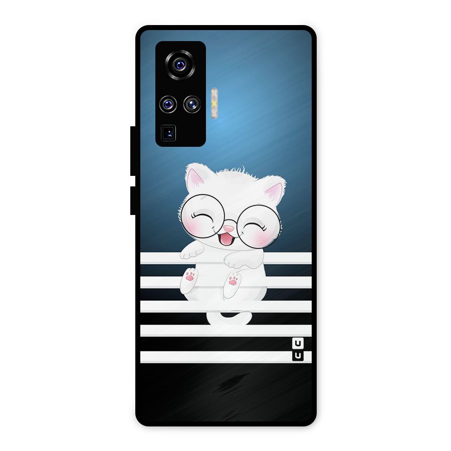 The Cat on Stripes Metal Back Case for Vivo X50 Pro