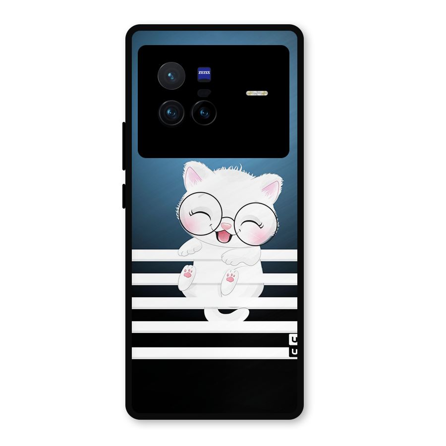 The Cat on Stripes Metal Back Case for Vivo X80