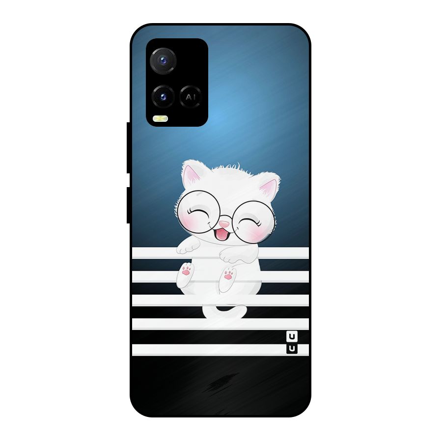 The Cat on Stripes Metal Back Case for Vivo Y21A