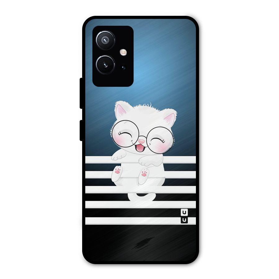 The Cat on Stripes Metal Back Case for Vivo Y75 5G