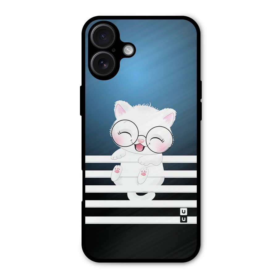 The Cat on Stripes Metal Back Case for iPhone 16 Plus
