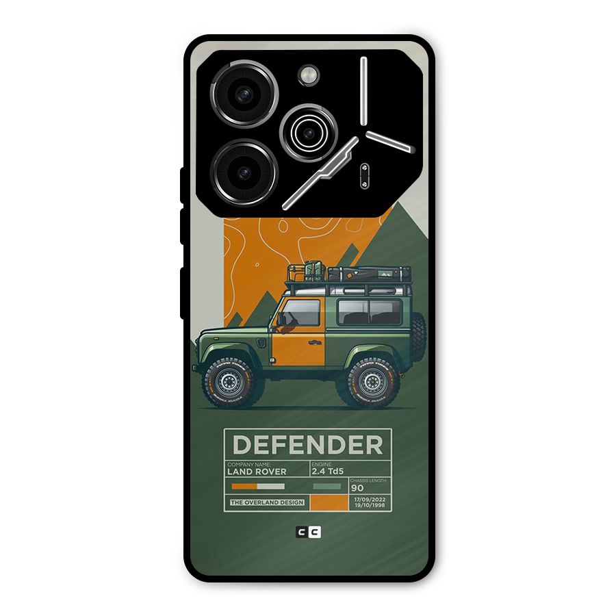 The Defence Car Metal Back Case for Tecno Pova 6 Pro